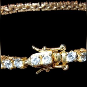 Cz Tennis Bracelet 10k Gold Plated Classic Elegant Costume Jewelry Unisex